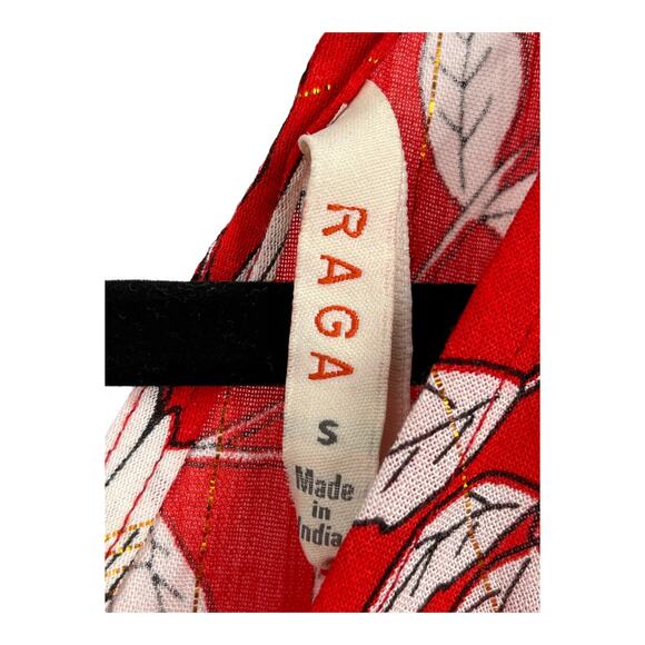 Raga Dress Rohit floral sharkbite hem midi red Small S - Picture 4 of 5